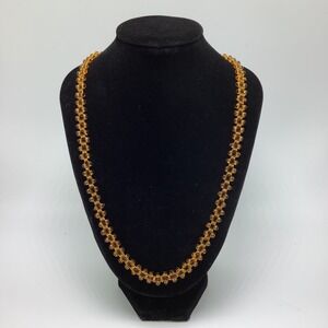 Amber Colored Beaded Necklace 20"